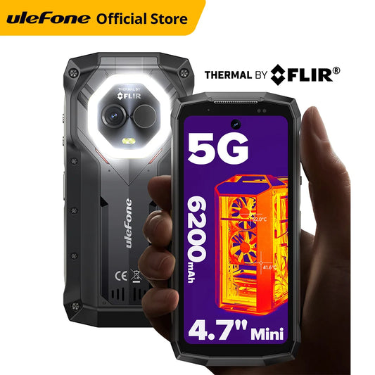 Ulefone Armor Mini 20T Pro 5G  4.7" Display  Rugged Phone LED Light Android 14 Smartphone 6200mAh 16GB+256GB 33W Mobile Phone