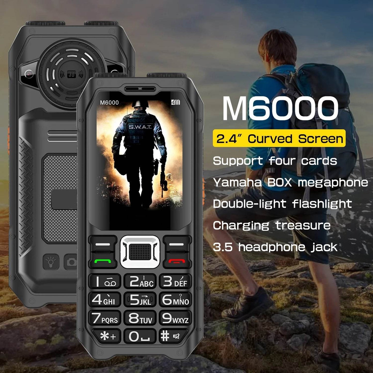 Durable Outdoor Senior Phone Magic Voice 4 Quad Sim Cards Large Battery Powerbank Speed Dial Big Button Loud Voice Dual Torch - Price Value Store