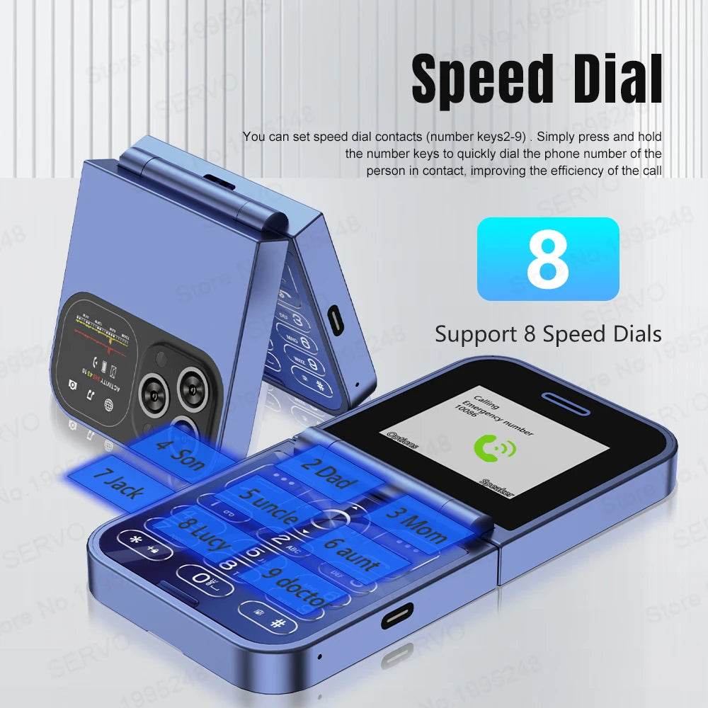 SERVO F15 Mini Small Flip Mobile Phone 2 SIM Standby Speed Dial Magic Voice Flashlight Call Recording 2G GSM Cute Fold Cellphone - Price Value Store