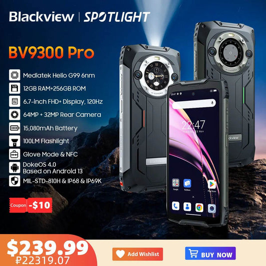 [World Premiere] Blackview BV9300 PRO Rugged Smartphone Helio G99 Android 13 Mobile Phone 8GB 12GB RAM, Dual Display Cellphones - Price Value Store