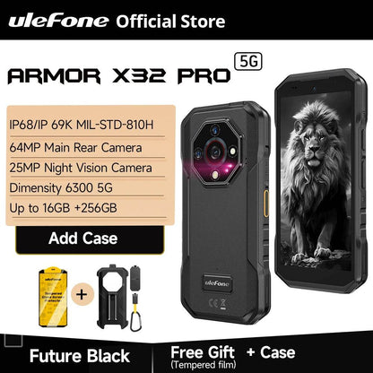 Armor X32 Pro 5G Rugged Phone Android Waterproof Smartphone Up to 16GB RAM 256GB ROM 5.65”Dimensity 6300 NFC Mobile Phone - Price Value Store