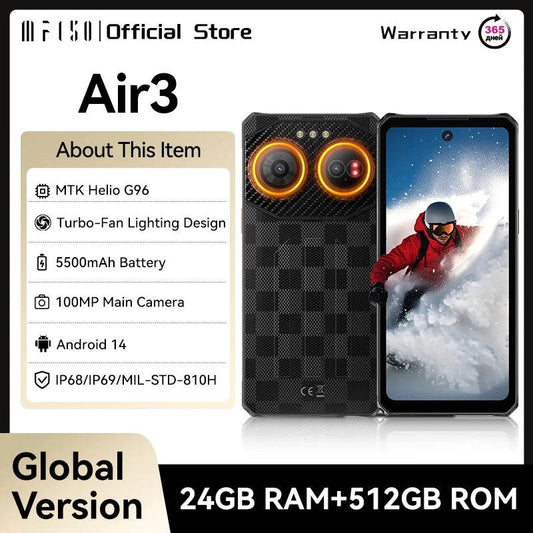 IIIF150 Air3 Rugged Smartphone Android 14 Mobile Phone 12GB 512GB 100MP Camera Dynamic Island UltraThin Rugged 30W Fast Charge - Price Value Store