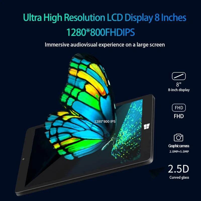8 INCH Windows 10 Mini Tablet PC 64Bits x5-Z8300 Quad Core 8GB RAM 128GB ROM HD-MI Port 1280 x 800IPS Dual Cameras Gift Tempered - Price Value Store