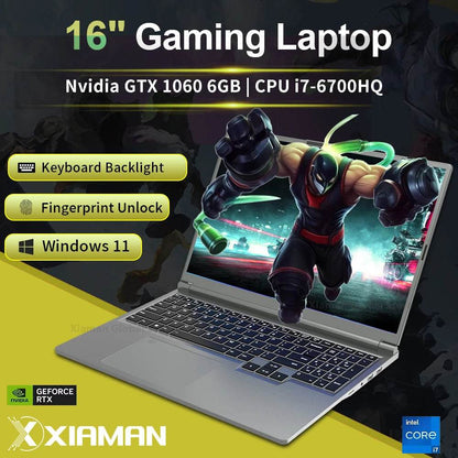 Xiaman 16 inch Gaming Laptop intel Core i7-6700HQ GTX 1060 IPS 1920*1200 Notebook PC 16GB RAM 1TB SSD Windows 11 Laptop Computer - Price Value Store