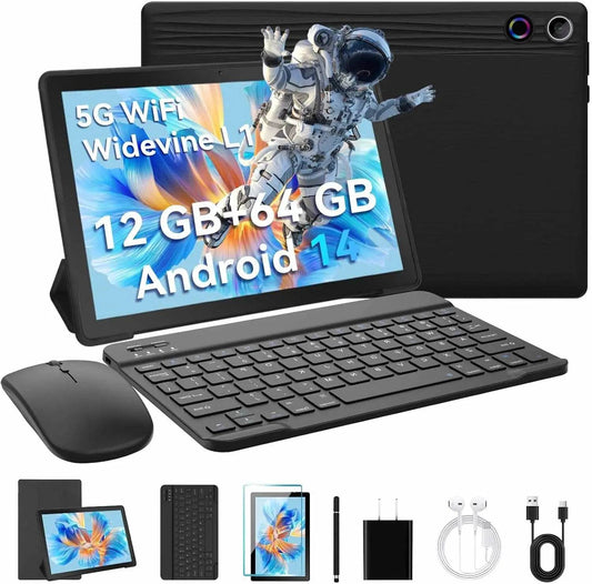 URAO A10L Android 14 Tablet 10.1-inch 12GB RAM 64GB ROM Octa-Core 5G WiFi with Keyboard Mouse Touch Pen Headset Case Tablet Kit - Price Value Store