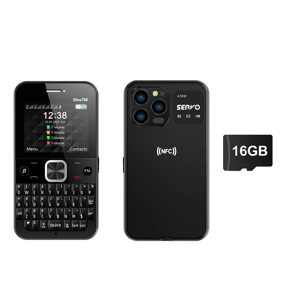 NEW! SERVO Ultra700 Full Keyboard Input Mobile Phone 4 Nano SIM Standby NFC Unlock FM Torch 2.4" Screen Cellular QWERTY Keyboard