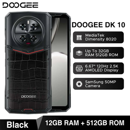 Global Version DOOGEE DK 10 Rugged Phone 5G 6.67" 120Hz 2.5K AMOLED Display Morpho Quad Camera 12GB RAM 512GB ROM 120W Charge