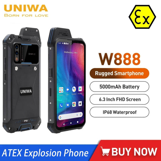 UNIWA W888 ATEX Explosion IP68 Rugged Andriod 11 Mobile Phone Smartphone Octa Core 4GB+64GB 6.3Inch HD/FHD Screen 4G 5000mAh NFC - Price Value Store