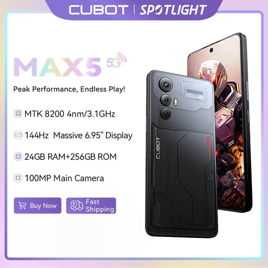 5G Smartphone CUBOT MAX 5, Dimensity 8200 4nm 3.1GHz, 6.95-inch 144Hz Large Screen, Gaming Phone, 24GB RAM(12GB+12GB), 256GB ROM - Price Value Store