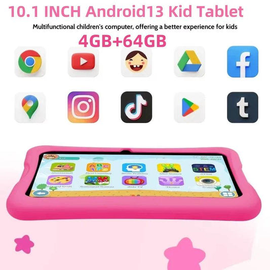 Gift Silicone Case Type-C 10.1 INCH Android13 Kid Tablet Allwinner A523 Octa Core 6000mAh 4GB+64GB 1280x800 IPS WIFI Dual Camera - Price Value Store