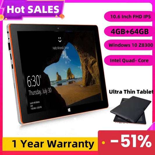 EZpad Ultrathin 10.6” Windows 10 Tablet Intel Z8300 32bit Quad Core 1.44GHz 4GB RAM 64GB ROM Blue-tooth HD-MI 1*USB 3.0 6600m - Price Value Store