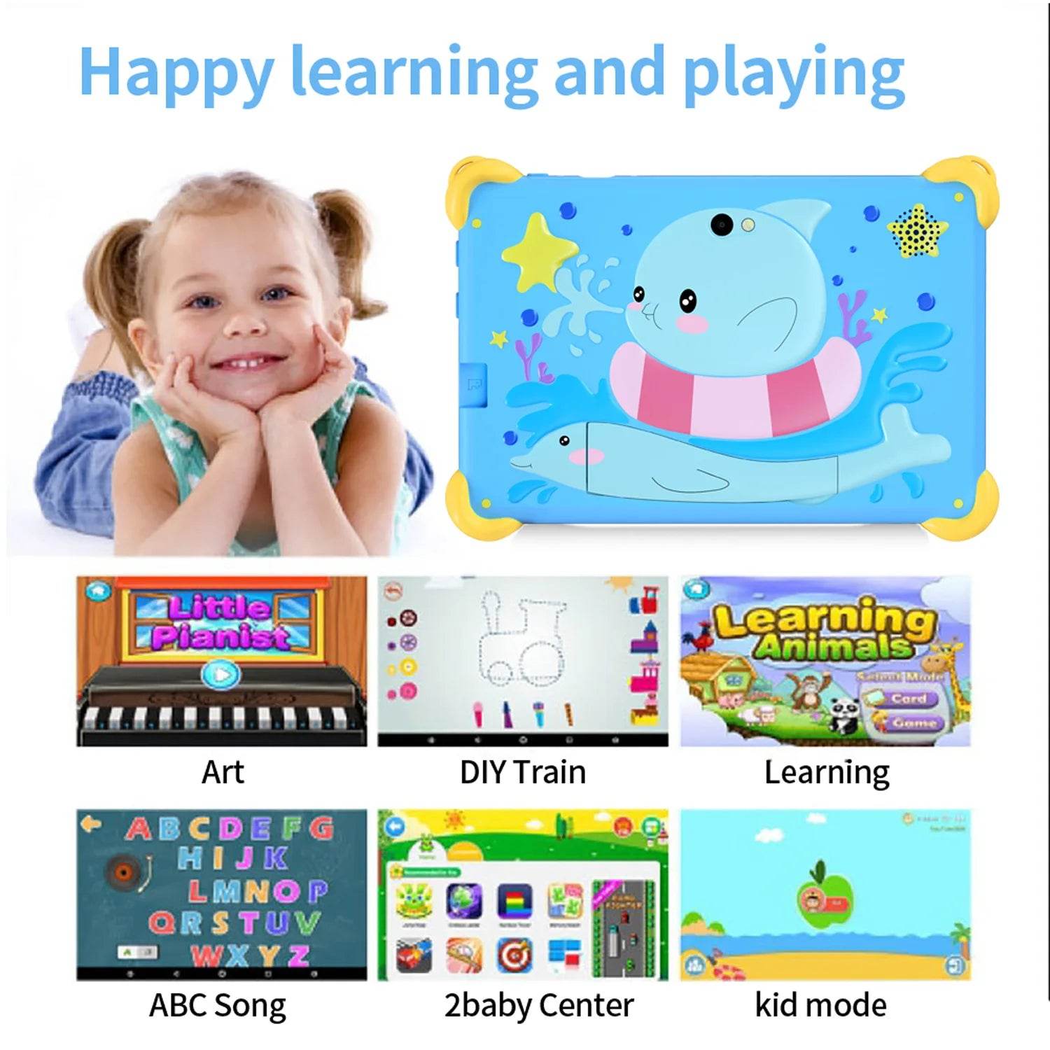 New 7 Inch 5G Pad Cartoon Pattern Kids' tablets Android Learning Education Tablet PC Kids-Proof protective Case Tablet 4000mAh - Price Value Store