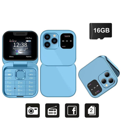SERVO 2024 New Mini Flip Mobile Phone FM Radio Magic Voice Blacklist Speed Dial Vibration 2SIM Card Small Display Foldable Phone - Price Value Store