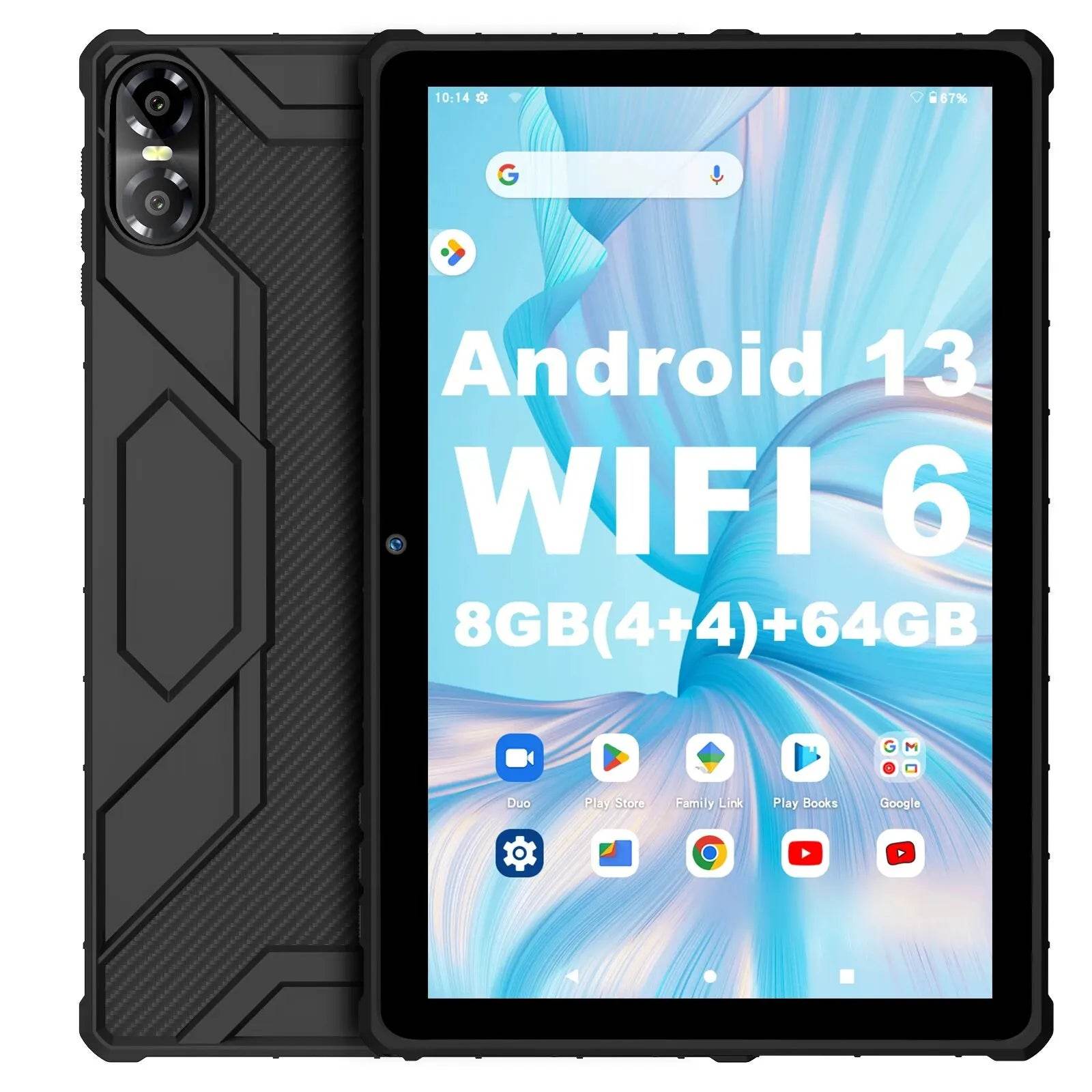 PRITOM 10 Inch Android 13 Tablet, 8(4+4)GB+64GB 1TB Expand, WiFi 6, Dual Box Speakers and Camera, BT5.0, with Mechanical Style C - Price Value Store