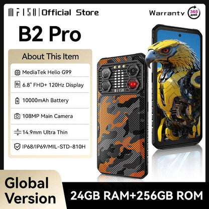 IIIF150 B2 Pro Rugged Smartphone Android Cell Phone G99 120Hz 6.8'' Screen 24GB RAM 256GB ROM 108MP Camera 10000mAh 30W Charge - Price Value Store