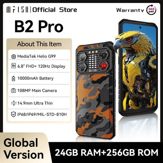 IIIF150 B2 Pro Rugged Smartphone Android Cell Phone G99 120Hz 6.8'' Screen 24GB RAM 256GB ROM 108MP Camera 10000mAh 30W Charge - Price Value Store