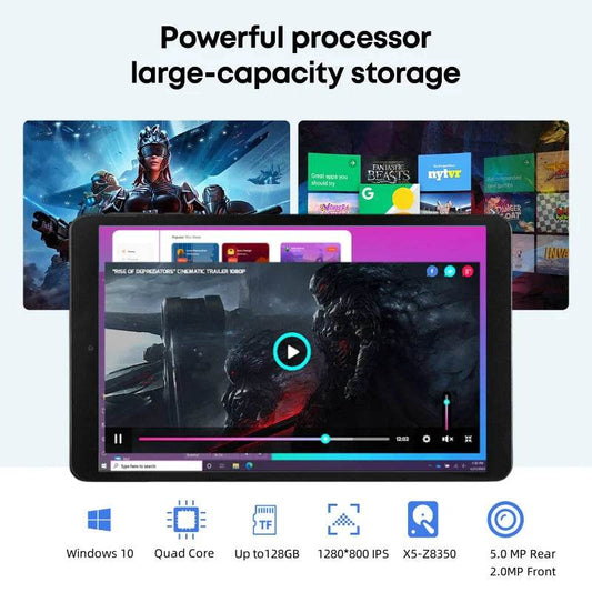 Hot Sales 8GB RAM 128GB ROM 8 INCH 64Bits Tablet 1280*800FHD Windows 10 Quad Core Int Z8350 CPU Support OTG Adapter Dual Camera - Price Value Store