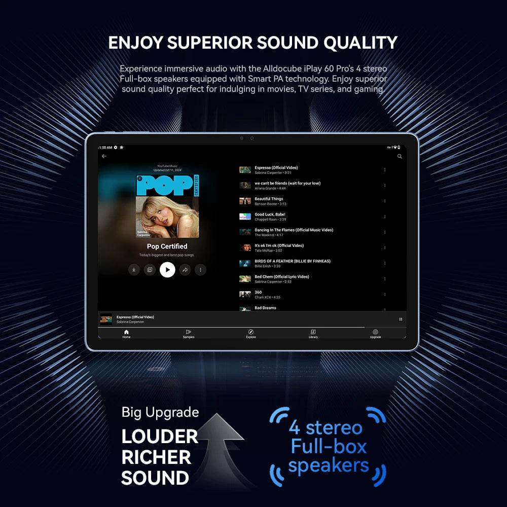 Alldocube iplay 60 pro 11 inch Tablet 6GB+6GB RAM 128GB ROM Android 14 Helio G99 4G LTE+Wi-Fi 90Hz Display 4 Speakers - Price Value Store