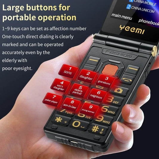 2G Outdoor Folding Senior Phone With Strong Battery Two Big Display Dual Sim Large Button SOS Key Speed Dial Loud Voice Phone - Price Value Store