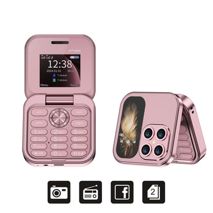 SERVO i17 Mini Small Flip Mobile Phone 1.77" Screen Blacklist Speed Dial Magic Voice FM Radio Cute Box Cellphones 2 SIM Standby