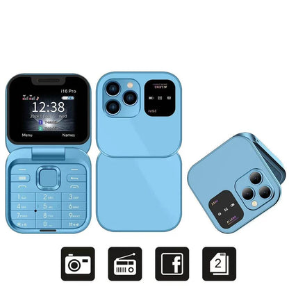 SERVO 2024 New Mini Flip Mobile Phone FM Radio Magic Voice Blacklist Speed Dial Vibration 2SIM Card Small Display Foldable Phone - Price Value Store