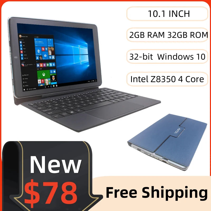 10.1" Windows 10 Tablet PC 2in1 2GB RAM 32GB ROM With Pin Docking Keyboard Z8350 Quad Core CPU 1280*800 IPS HD-MI 6000mAh