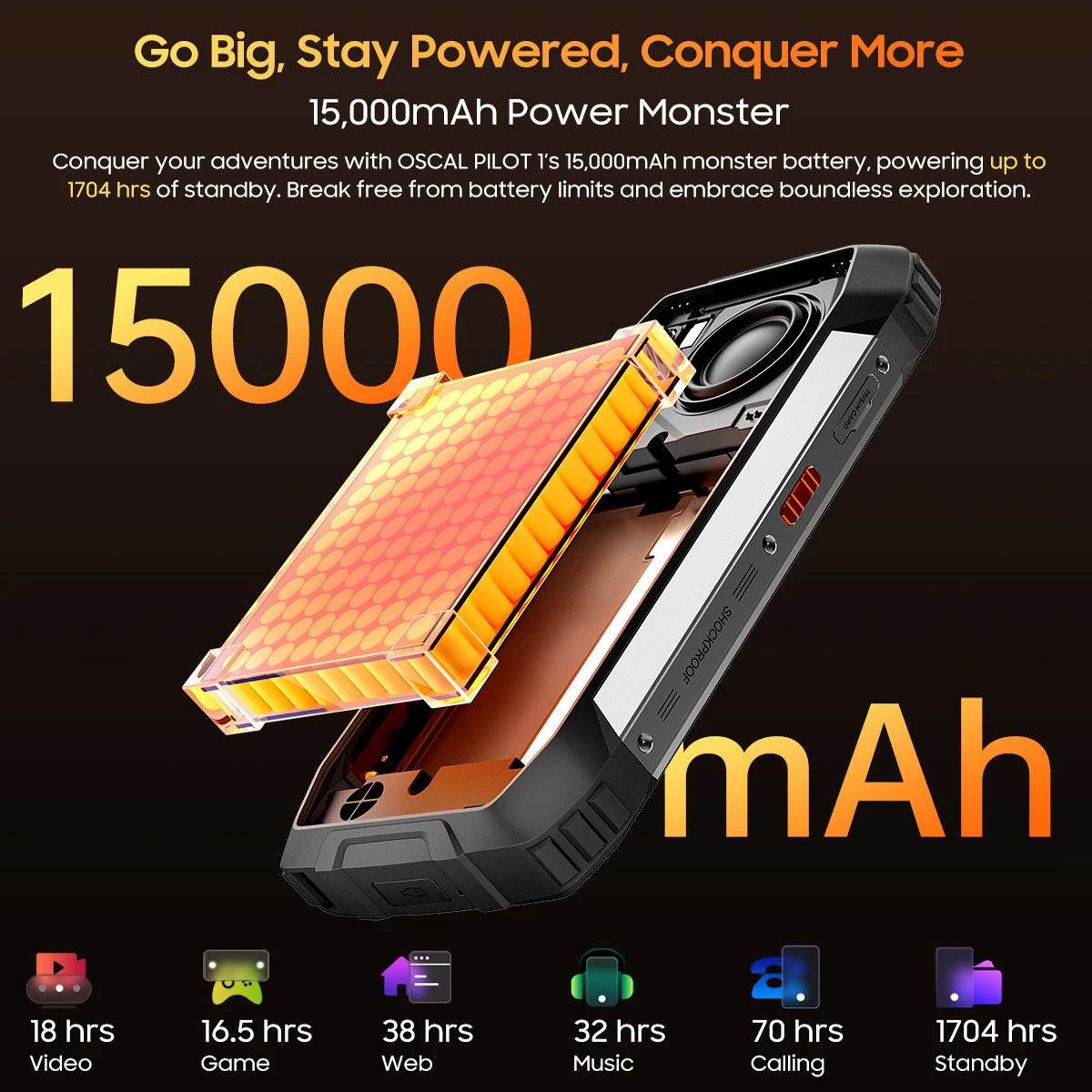 [World Premiere ]Blackview OSCAL PILOT 1 Rugged Phone, 6GB 256GB Smartphone, 6.67'' HD+Display Mobile Phone With 15000mAh, NFC - Price Value Store