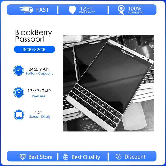 Blackberry Passport Silver Edition Q30-4 Refurbished-Unlocked Q30 4G LTE TFT 3GB RAM 32GB ROM 13.0MP 3450mAh Cell Phone - Price Value Store