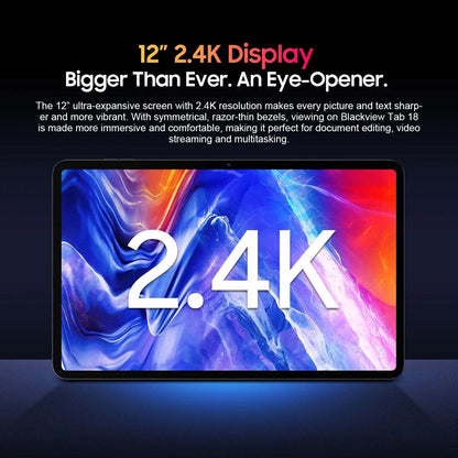 Blackview Tab 18 Tablet PC 12'' 2.4K FHD+Display Helio G99 8GB RAM 256GB ROM, Netflix Widevine L1, 8800mAh Battery 33W - Price Value Store
