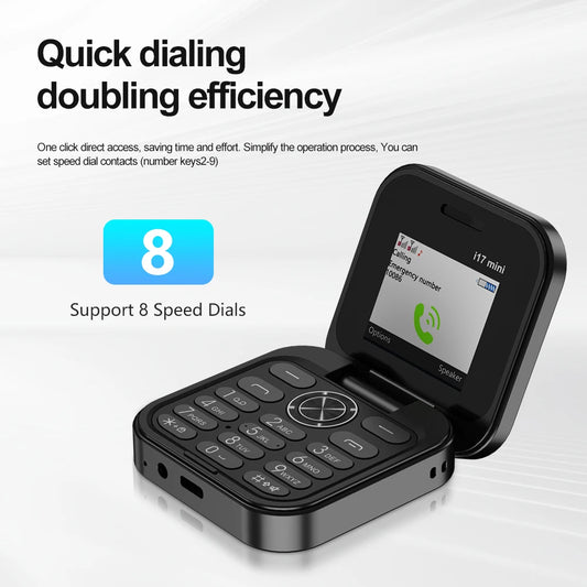 SERVO i17 Mini Small Flip Mobile Phone 1.77" Screen Blacklist Speed Dial Magic Voice FM Radio Cute Box Cellphones 2 SIM Standby