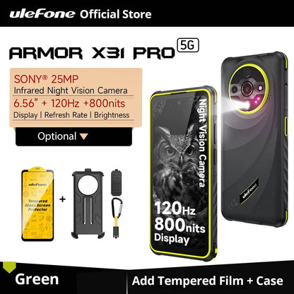 【World Premiere】Ulefone Armor X31 Pro 5G Rugged Phone Android 14 Smartphone 6.56”16GB + 256GB Night Camera 64MP 6050mAh NFC - Price Value Store