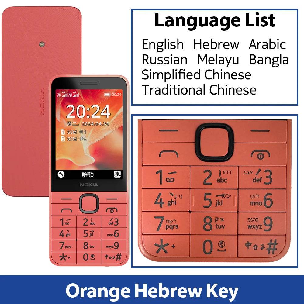 Original Nokia 215 2024 Version 220 4G Feature Phone 2.8 Inch Bluetooth FM Radio 1450mAh Bettery Mobile Phone Type-C Port - Price Value Store