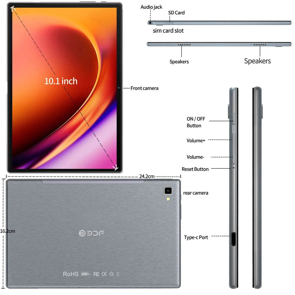 Global Version BDF G10 Android12 Tablet 10.1 Inch 6GB/128GB Tablets Octa Core 3G 4G Lte WiFi Bluetooth - Price Value Store
