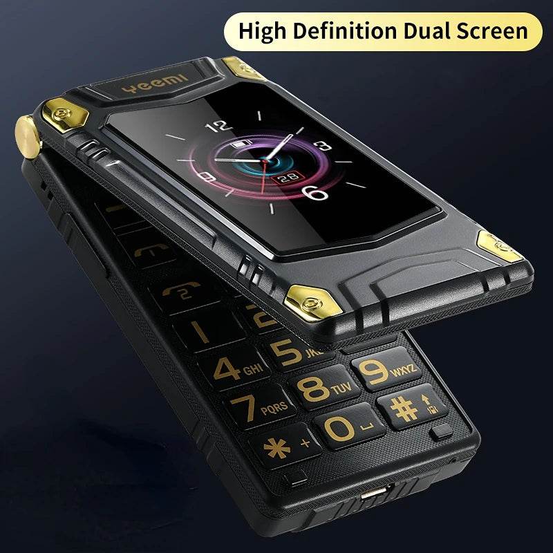2G Outdoor Folding Senior Phone With Strong Battery Two Big Display Dual Sim Large Button SOS Key Speed Dial Loud Voice Phone - Price Value Store