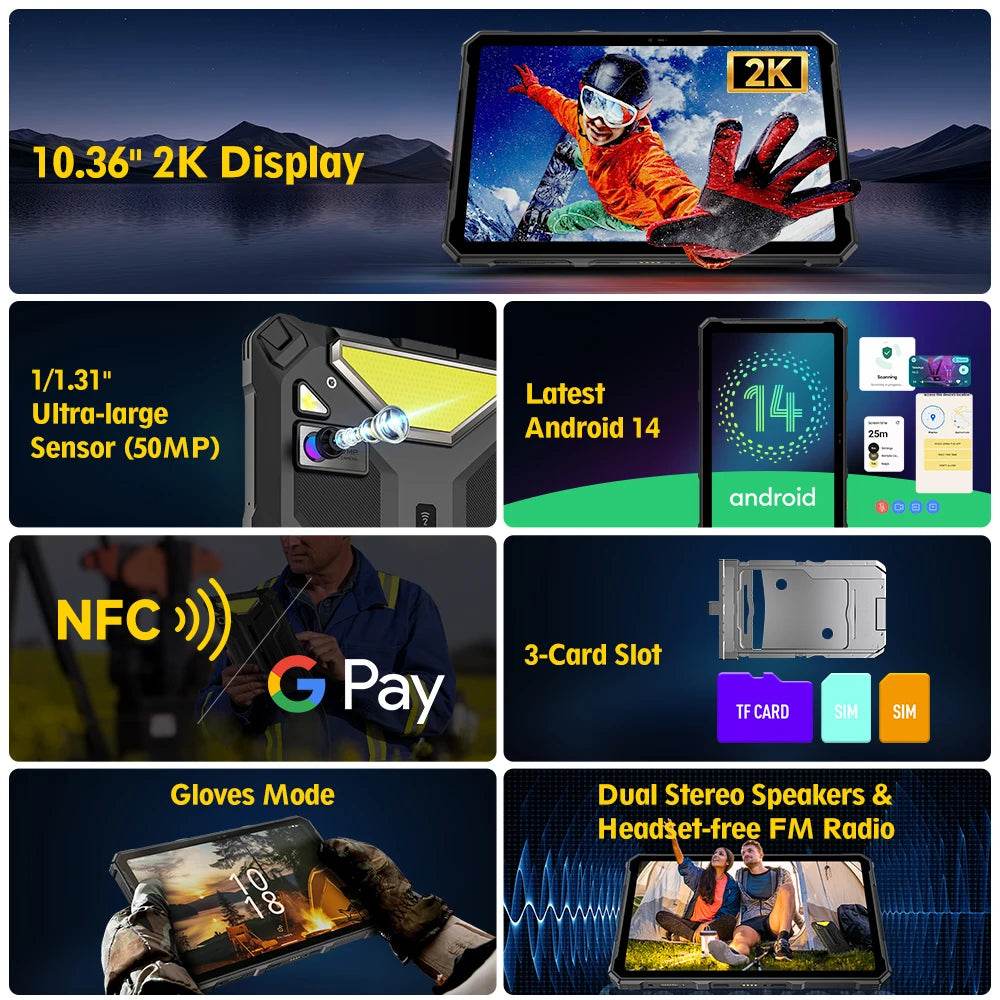 5G Rugged Tablet Ulefone Armor Pad 4 Ultra IP68/IP69K LED Light 11800mAh Battery,fast charging 16GB+256GB 50MP - Price Value Store