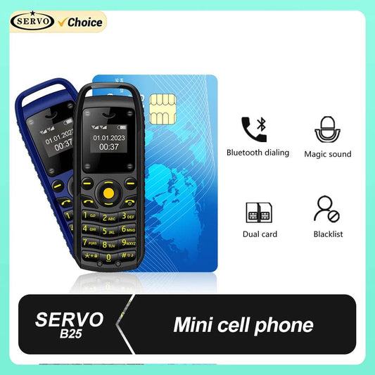 SERVO Mini Mobile Phone 2 SIM Cards Magic Voice Bluetooth Dialing Blacklist Low Radiation Smallest Button Cellphones Four Colors - Price Value Store