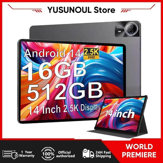 Latest Large Screen 14 Inch Tablet Pc Android 14 tablet 16+512GB Phone Call BT 5G WiFi Pad For Educational/Sheet music/Kitchen - Price Value Store