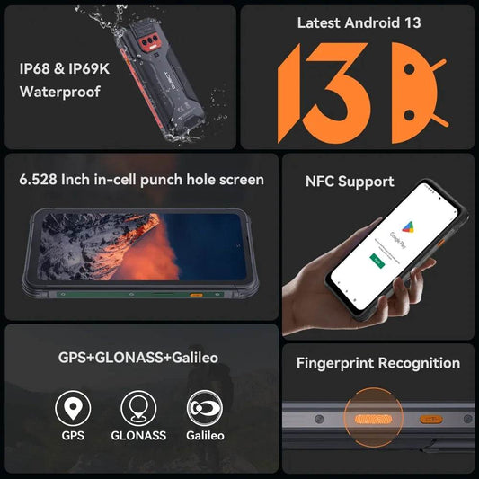 Cubot KingKong 8 Smartphone (6+6GB) RAM+256GB ROM 10600mAh Battery Dual LED Torch 48MP Rear Camera NFC Fingerprint Mobile Phone - Price Value Store