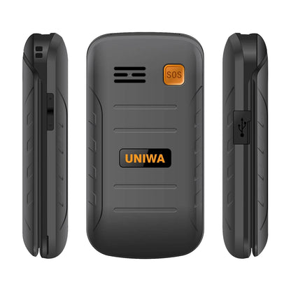 UNIWA V909T Flip Phone 4G Dual Screen Single Nano Cellphone Big Push-Button Mobile Phone for Elderly 2250mAh Russian Keyboard - Price Value Store
