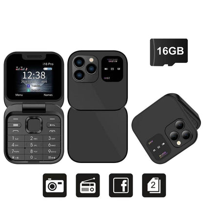 SERVO 2024 New Mini Flip Mobile Phone FM Radio Magic Voice Blacklist Speed Dial Vibration 2SIM Card Small Display Foldable Phone - Price Value Store