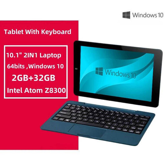 Global Firmware 10.1'' Windows 10 64Bit Quad Core 4GB RAM 32GB ROM 2 in1 Tablet PC Z8300 S12 With Keyboard HDMI-Compatible - Price Value Store