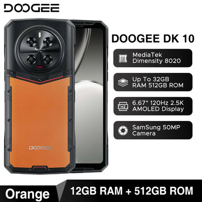 Global Version DOOGEE DK 10 Rugged Phone 5G 6.67" 120Hz 2.5K AMOLED Display Morpho Quad Camera 12GB RAM 512GB ROM 120W Charge
