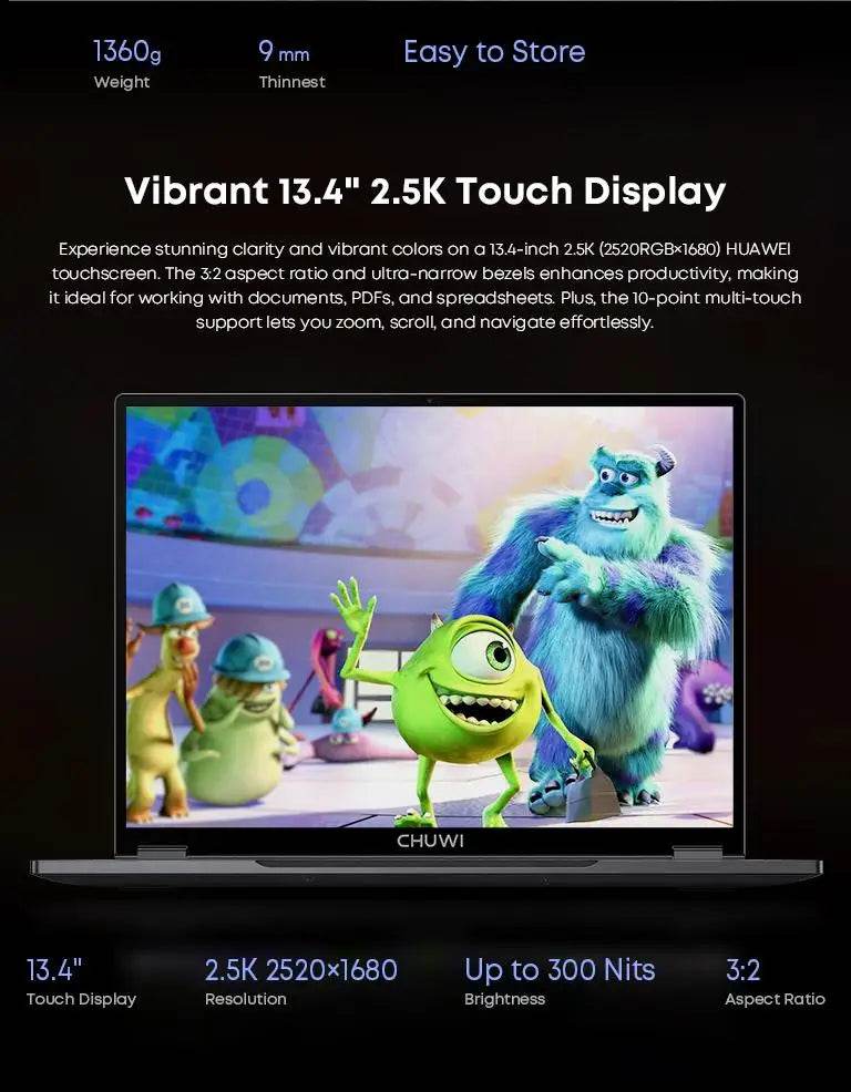 CHUWI FreeBook 2-in-1 Laptop 13.5'' 116GB LPDDR5 RAM 512GB SSD Intel N100/N150(up to 3.6GHz) FHD 2TB SSD Expand Windows 11 - Price Value Store