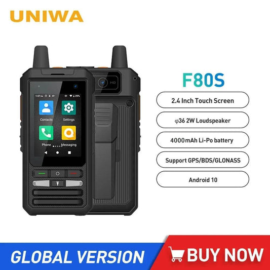 UNIWA F80S POC Walkie Talkie 4G Rugged Phone Spreadtrum Quad Core 1GB+8GB 5300mAh Battery 2.4Inch 1.4GHz Android 10 Mobile Phone - Price Value Store