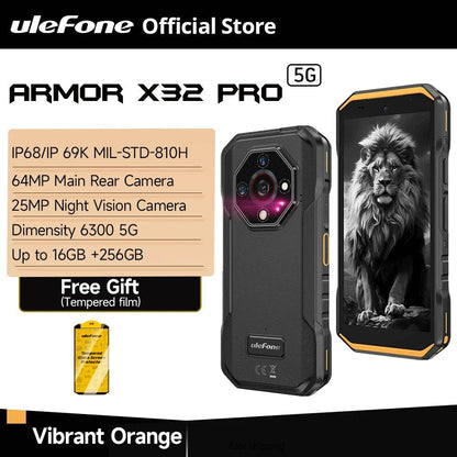 Armor X32 Pro 5G Rugged Phone Android Waterproof Smartphone Up to 16GB RAM 256GB ROM 5.65”Dimensity 6300 NFC Mobile Phone - Price Value Store