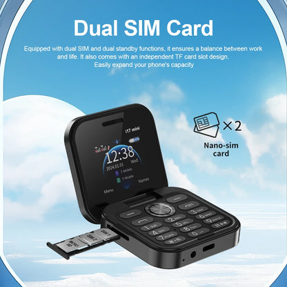 SERVO i17 Mini Small Flip Mobile Phone 1.77" Screen Blacklist Speed Dial Magic Voice FM Radio Cute Box Cellphones 2 SIM Standby