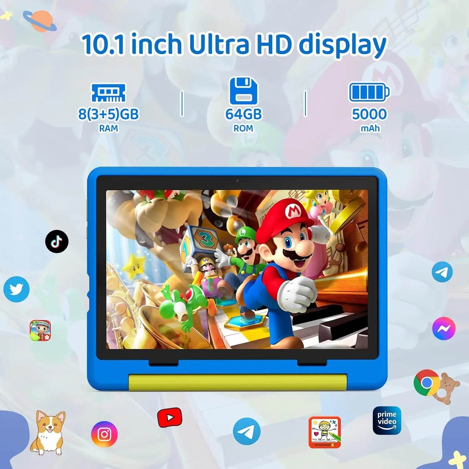 Kid Tablet 10 Inch Android 14 Octa Core 8GB RAM 64GB ROM 128GB Expandable 5000mAh WiFi Bluetooth Children's Gift Kids Software - Price Value Store