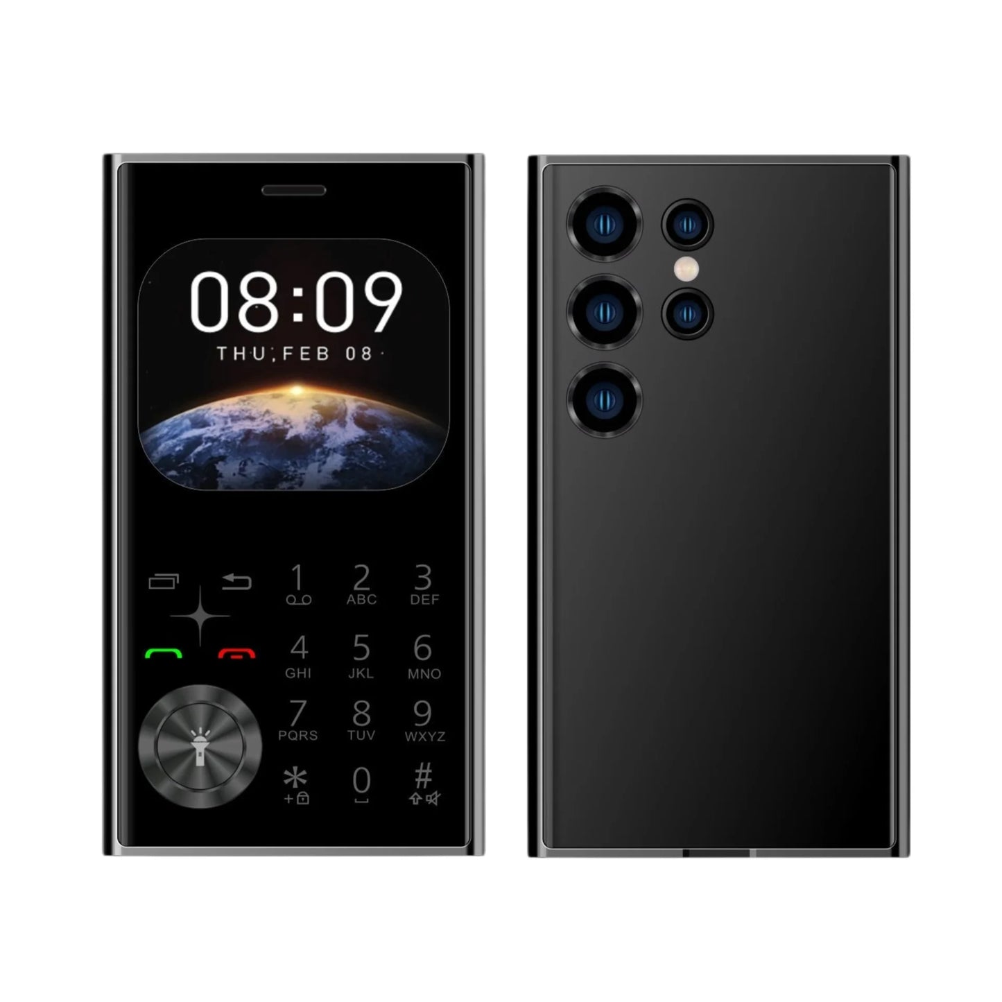 Credit Card Size Mini Phone Unlocked Dual SIM Ultra Thin 2.0" Display Pocket Cellphone Voice Changer Speed Dial Flashlight