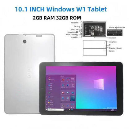 W1 32-Bit 10.1 Inch 1280x800IPS Windows 10 Tablets Intel Z8350 2GB RAM 32GB ROM 4-Cores 6000mAh HDMI Port USB 3.0 - Price Value Store