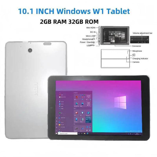 W1 32-Bit 10.1 Inch 1280x800IPS Windows 10 Tablets Intel Z8350 2GB RAM 32GB ROM 4-Cores 6000mAh HDMI Port USB 3.0 - Price Value Store